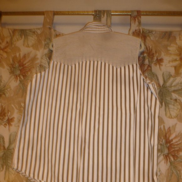 Details Express Button Up Vest w/ Pockets Multi-Striped  Sleeveless Cotton Sz18 - Picture 4 of 7
